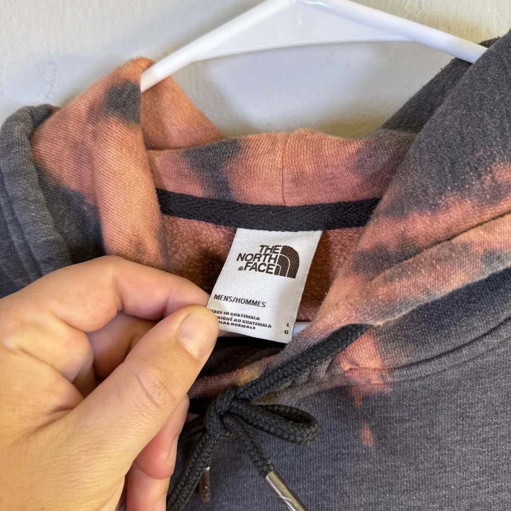 The North Face Gray Pullover Hoodie Mens L‎ Sweatshirt Activewear Y2K Tie Dye